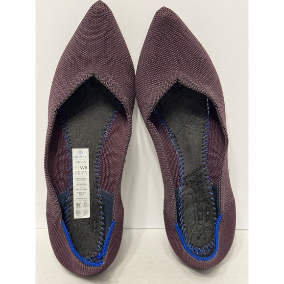 Rothy's Pointed Toe Purple with blue trims Ballet Flat Slip On Sz 8 - Picture 8 of 12